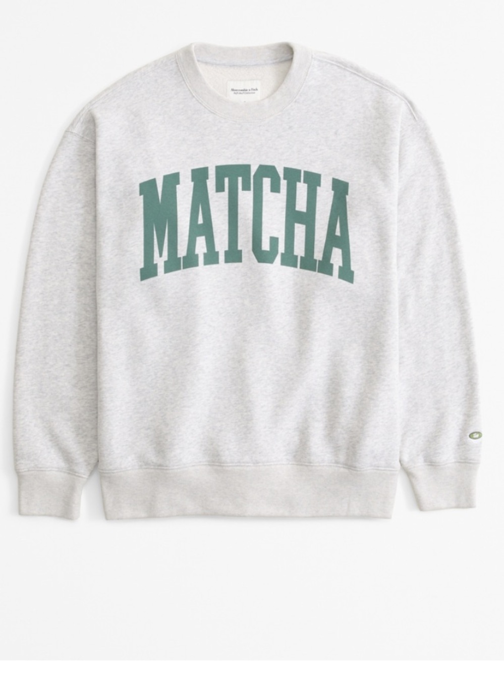 A&F Abercrombie Sold Out Matcha Grey Graphic Crewneck Sweatshirt Size Medium